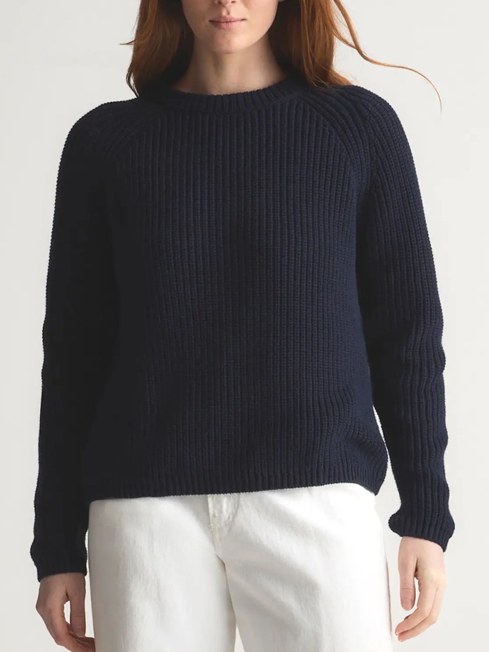 Quince 100% Organic Cotton Fisherman Crew Sweater Sz M Navy Blue